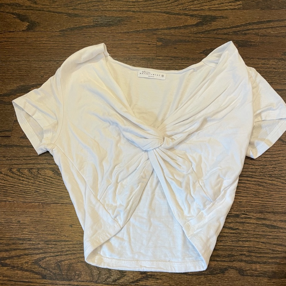 Wasabi + Mint White Knot Cropped Tee